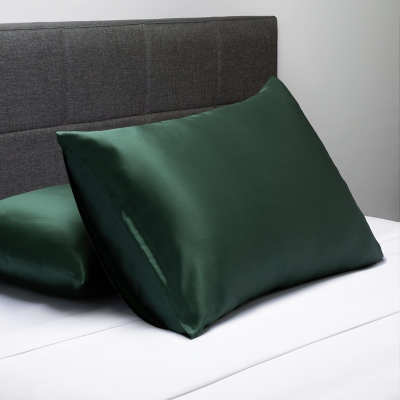 Fishers Finery 25mm 100% Pure Mulberry Silk Pillowcase (Dark Green King 2 Pack) - Image 3